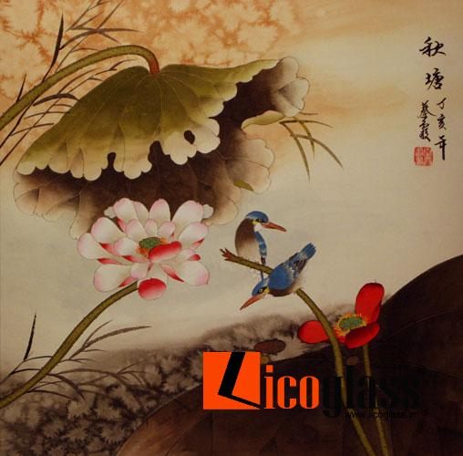 Tranh kính hoa sen TKS43